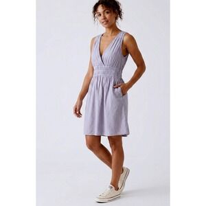 Converse One Star Womens Purple Pinstripe Smocked Waist Cotton Sundress Small
